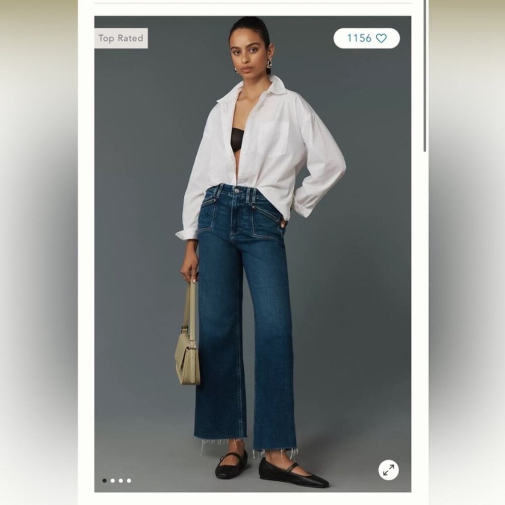 Paige Anessa Wide Leg Crop Jeans in Amoroso Denim Wash Size 26 Like NEW